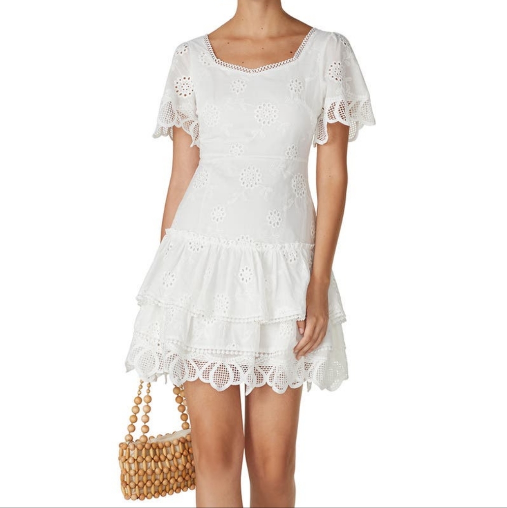 O.P.T Brisa Lace/Eyelet White Cotton Dress, NWT